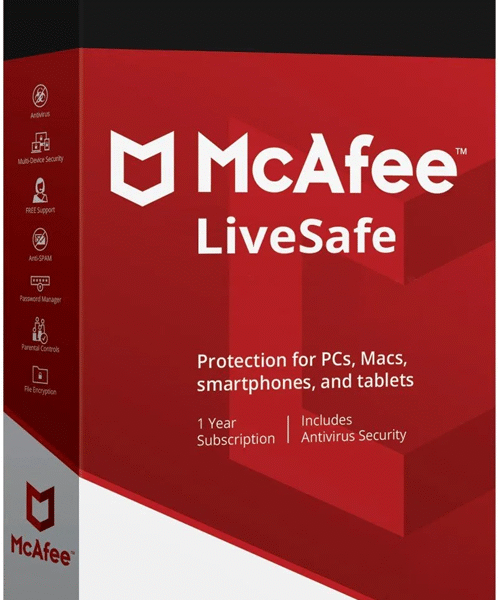 McAfee LiveSafe 2024 - 1 Device 1 Year Key